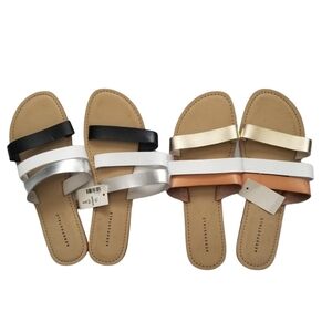 Bundle Aeropostale 3-Strap Sun Sandals Size 9 Open Toe Slide-In Color Block.